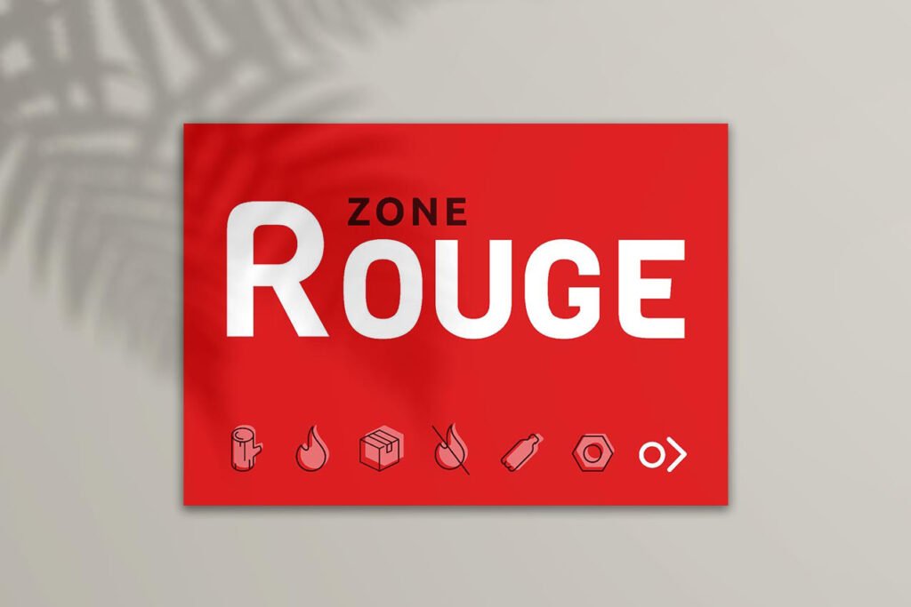 Panneau signalétique rouge déchèterie CDA